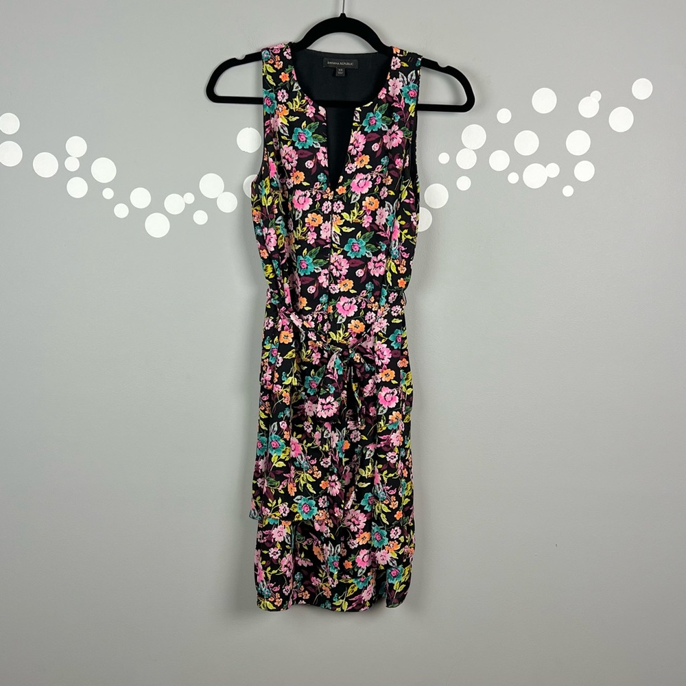 Banana Republic Floral Layered Tie Waist Dress Size XS